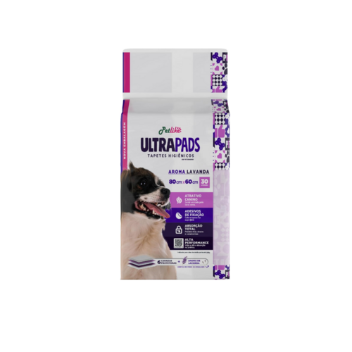 Tapete Higiênico Premium para cães Petlike Ultrapads Aroma Lavanda 80cmx60cm 30 unid.